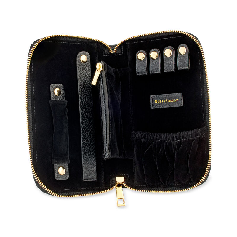 Ross-Simons Black Faux Leather Jewelry Travel Zipper Case  image number 0