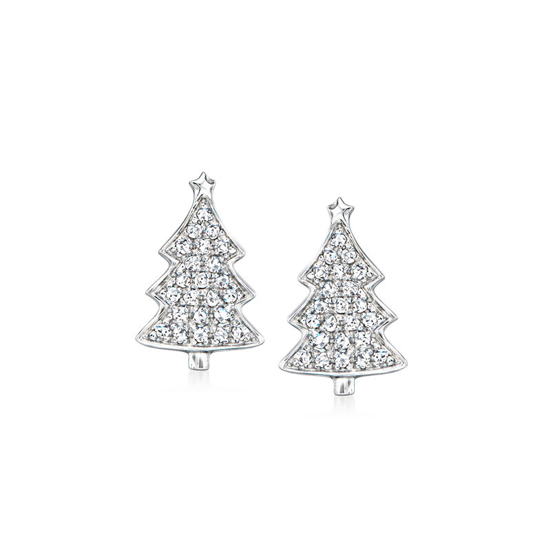 .10 ct. t.w. Diamond Christmas Tree Stud Earrings in Sterling Silver image number 0