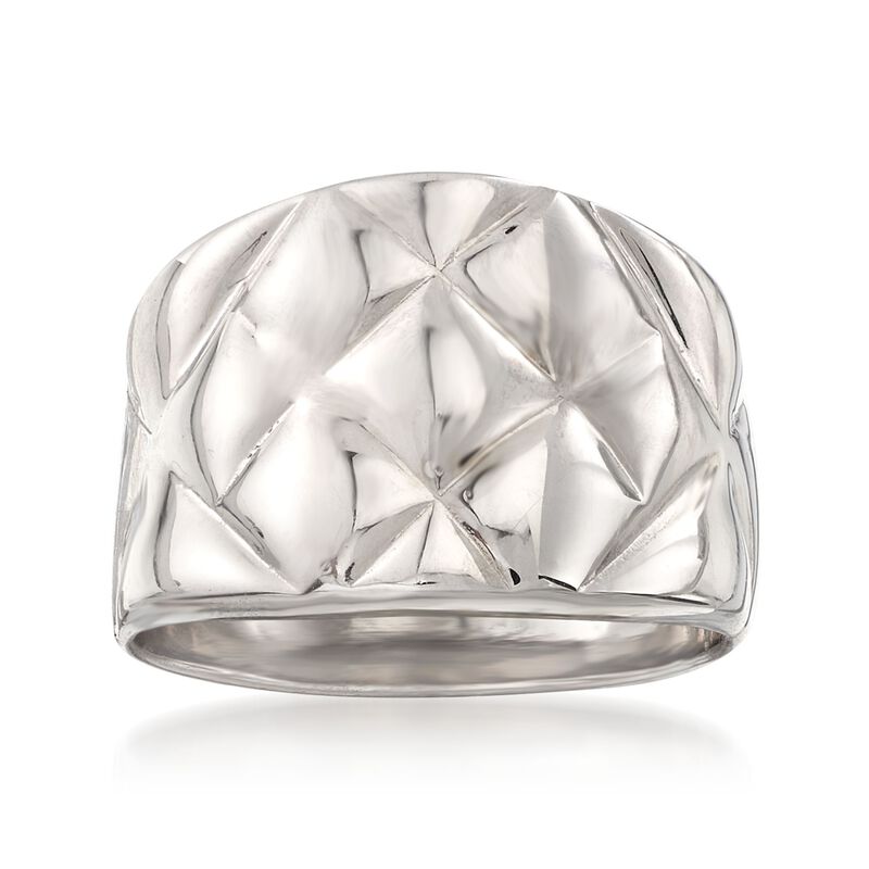 Italian Sterling Silver Quilted-Top Ring image number 0
