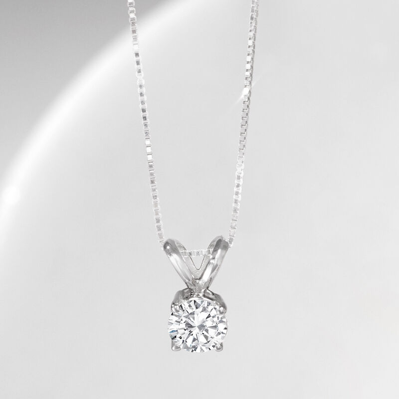 .50 Carat Diamond Solitaire Necklace in 14kt White Gold. 18&quot; image number 3