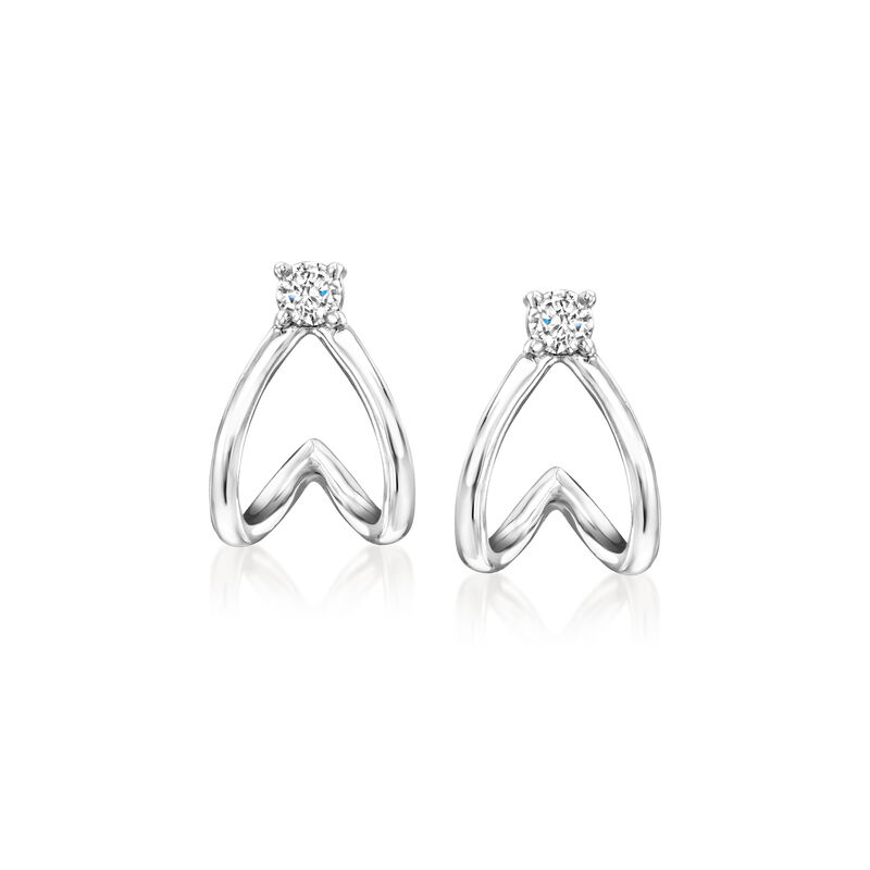.10 ct. t.w. Diamond Double-Split Huggie Hoop Earrings in Sterling Silver. 3/8&quot; image number 0