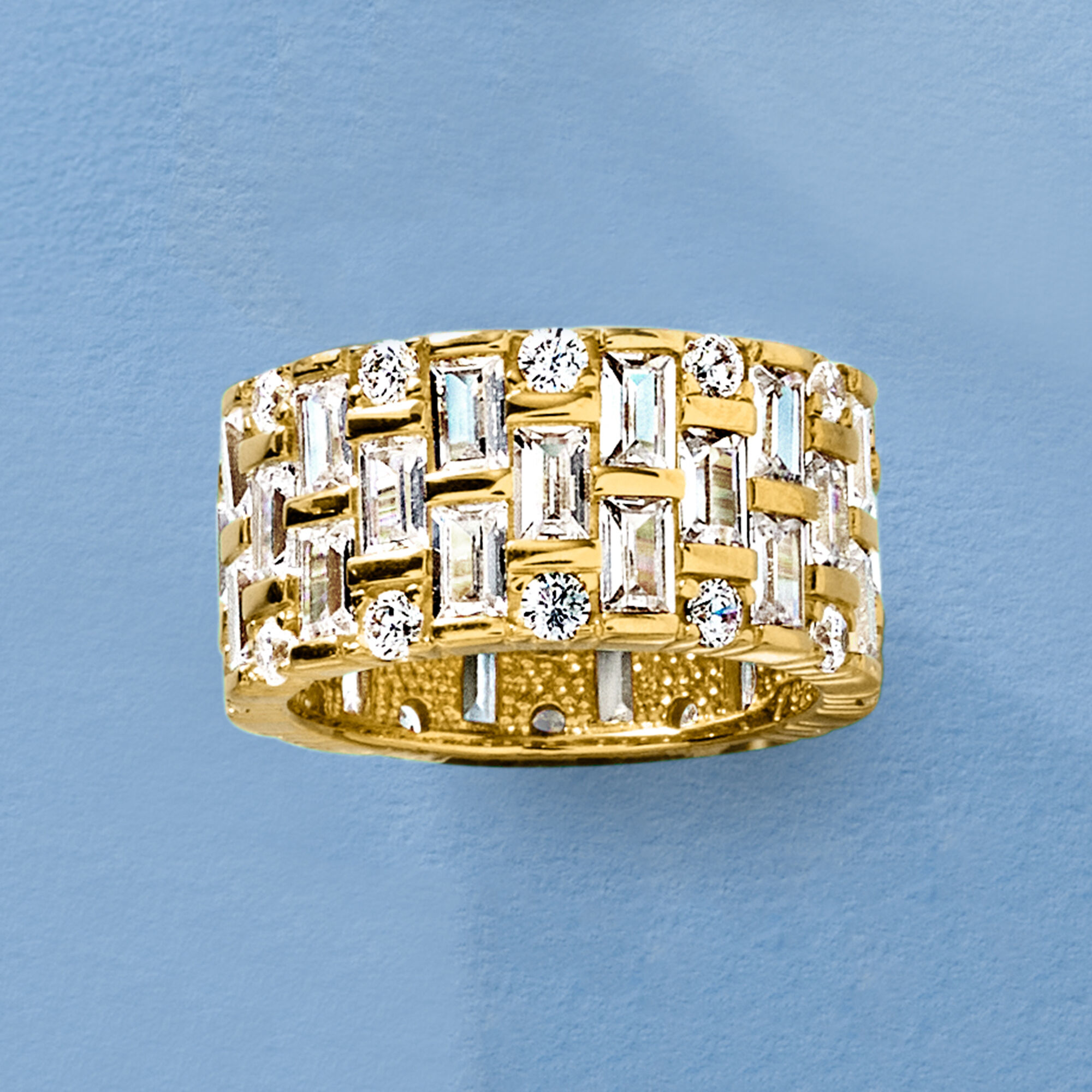 6.55 ct. t.w. Baguette and Round CZ Eternity Band in 18kt Gold