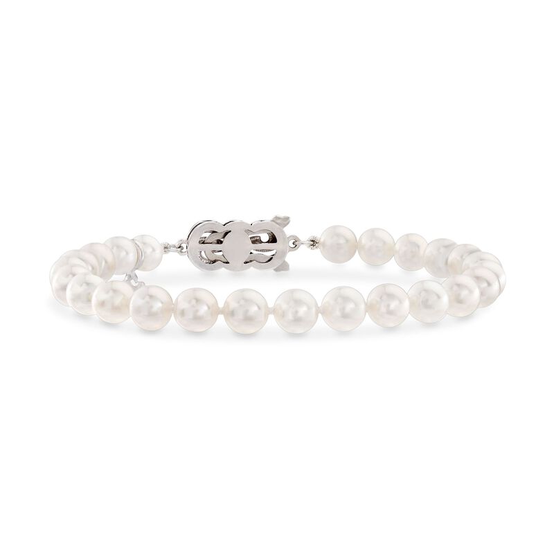 Mikimoto 6-6.5mm 'A' Akoya Pearl Bracelet in 18kt White Gold. 7&quot; image number 3