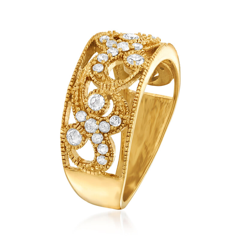 .50 ct. t.w. Diamond Swirl Openwork Ring in 18kt Gold Over Sterling image number 2