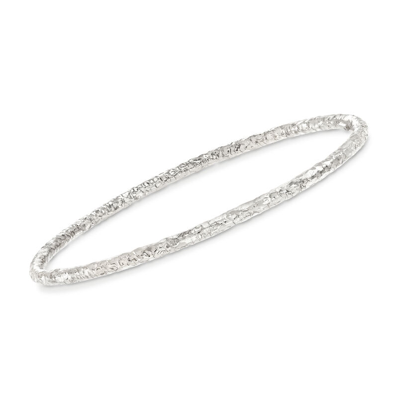 Italian Sterling Silver Hammered Bangle Bracelet image number 2