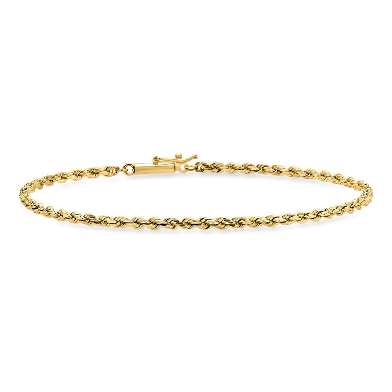 C. 1990 Vintage 1.5mm 14kt Yellow Gold Rope-Chain Bracelet. 7" image number 0