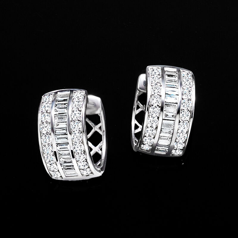 1.00 ct. t.w. Lab-Grown Diamond Huggie Hoop Earrings in Sterling Silver. 1/2&quot; image number 2