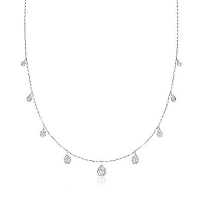 2.30 ct. t.w. CZ Station Necklace in Sterling Silver