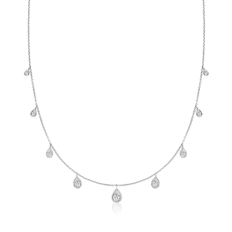 2.30 ct. t.w. CZ Station Necklace in Sterling Silver. 18&quot; image number 1