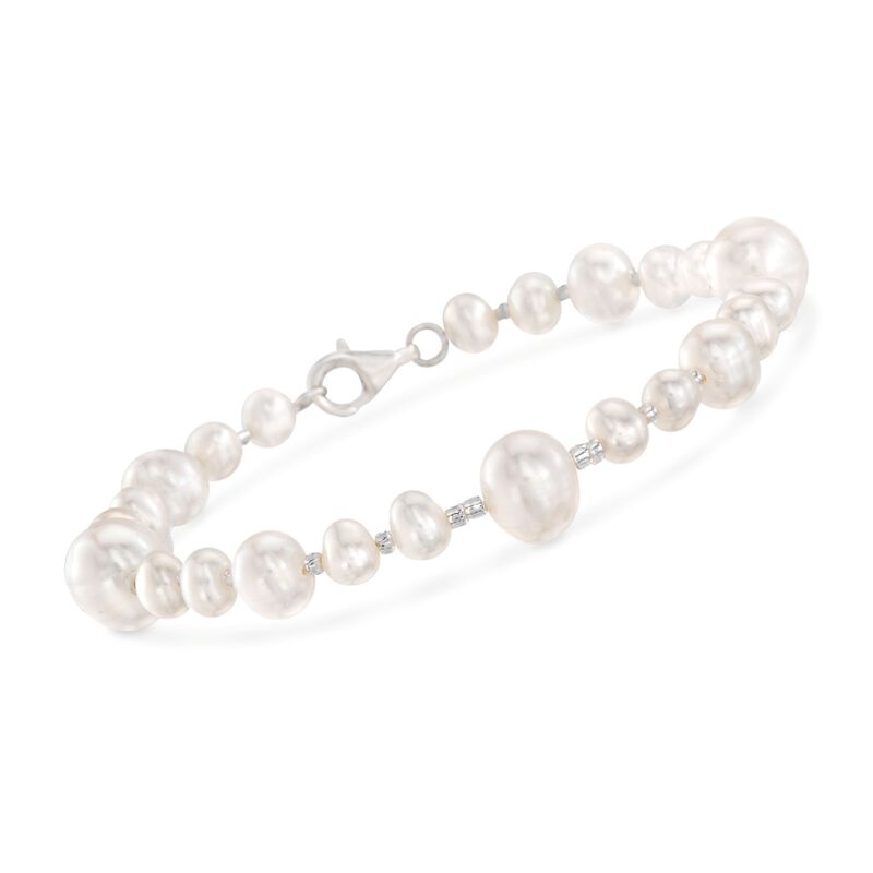 5-9mm Cultured Pearl and Glass Bead Necklace with Free Bracelet image number 3