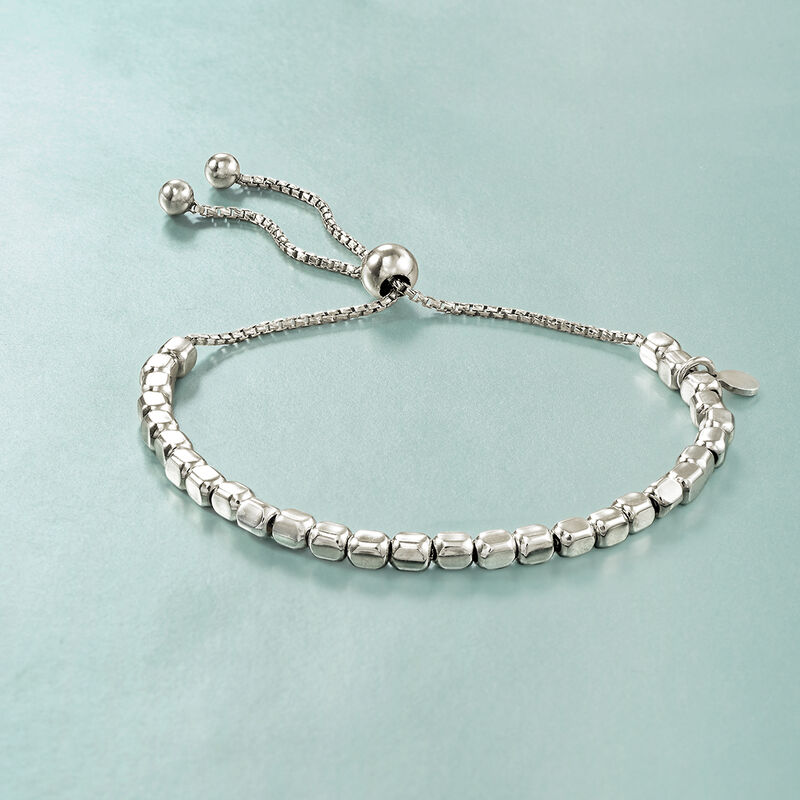 Italian Sterling Silver Square Bead Bolo Bracelet image number 6