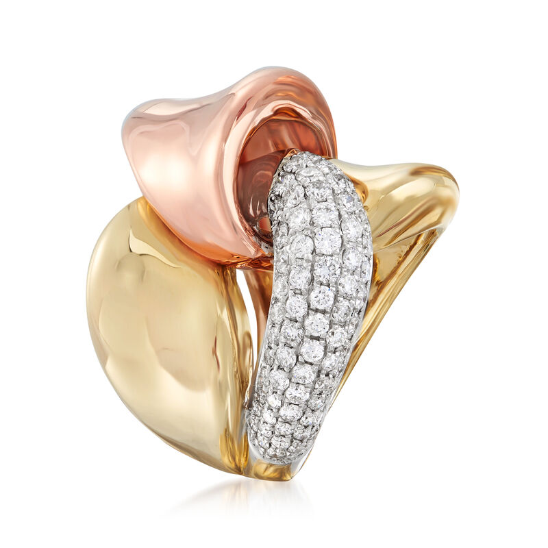1.20 ct. t.w. Diamond Interlocking Twist Ring in 14kt Tri-Colored Gold image number 2