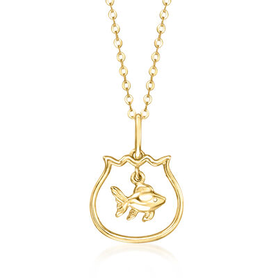 Italian 10kt Yellow Gold Fish in Bowl Charm