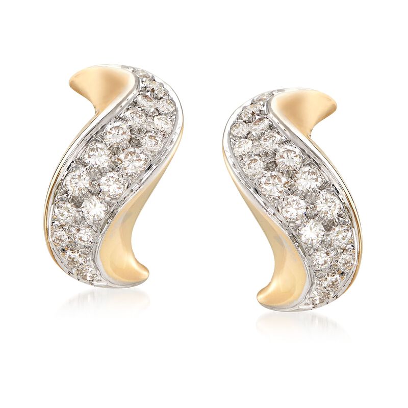 C. 1980 Vintage 1.50 ct. t.w. Pave Diamond Curve Earrings in 14kt Yellow Gold image number 0