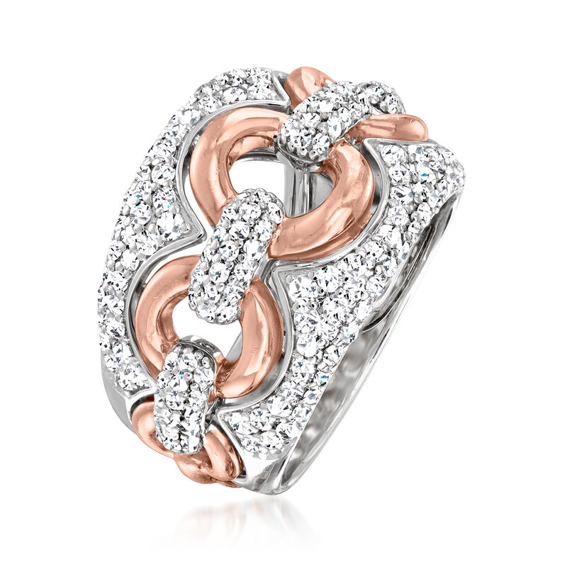 1.20 ct. t.w. Pave Diamond Circle-Link Ring in 14kt Two-Tone Gold image number 2