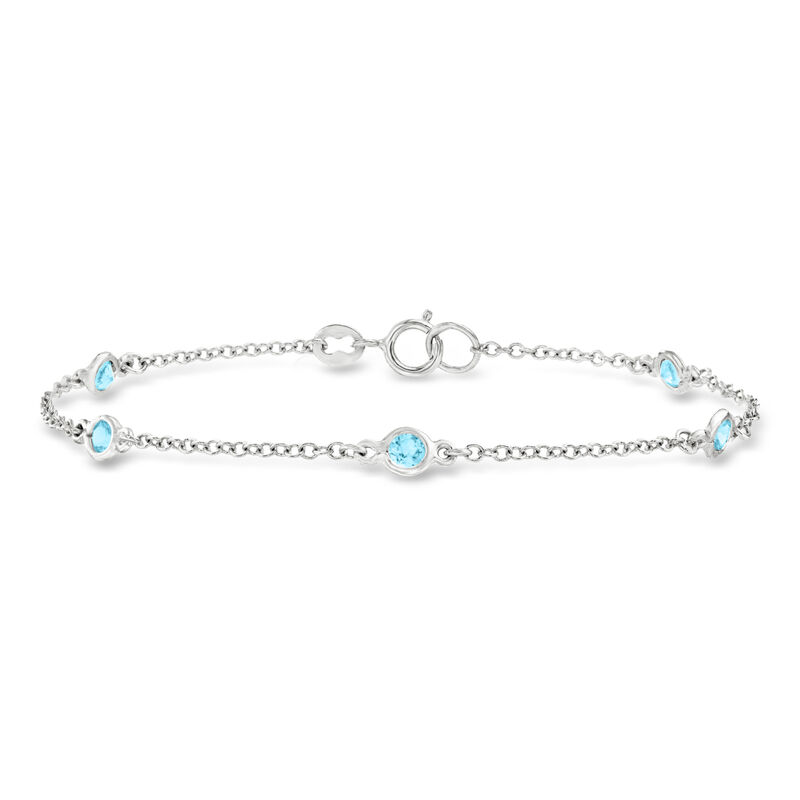 .80 ct. t.w. Bezel-Set Swiss Blue Topaz Station Bracelet in Sterling Silver image number 0