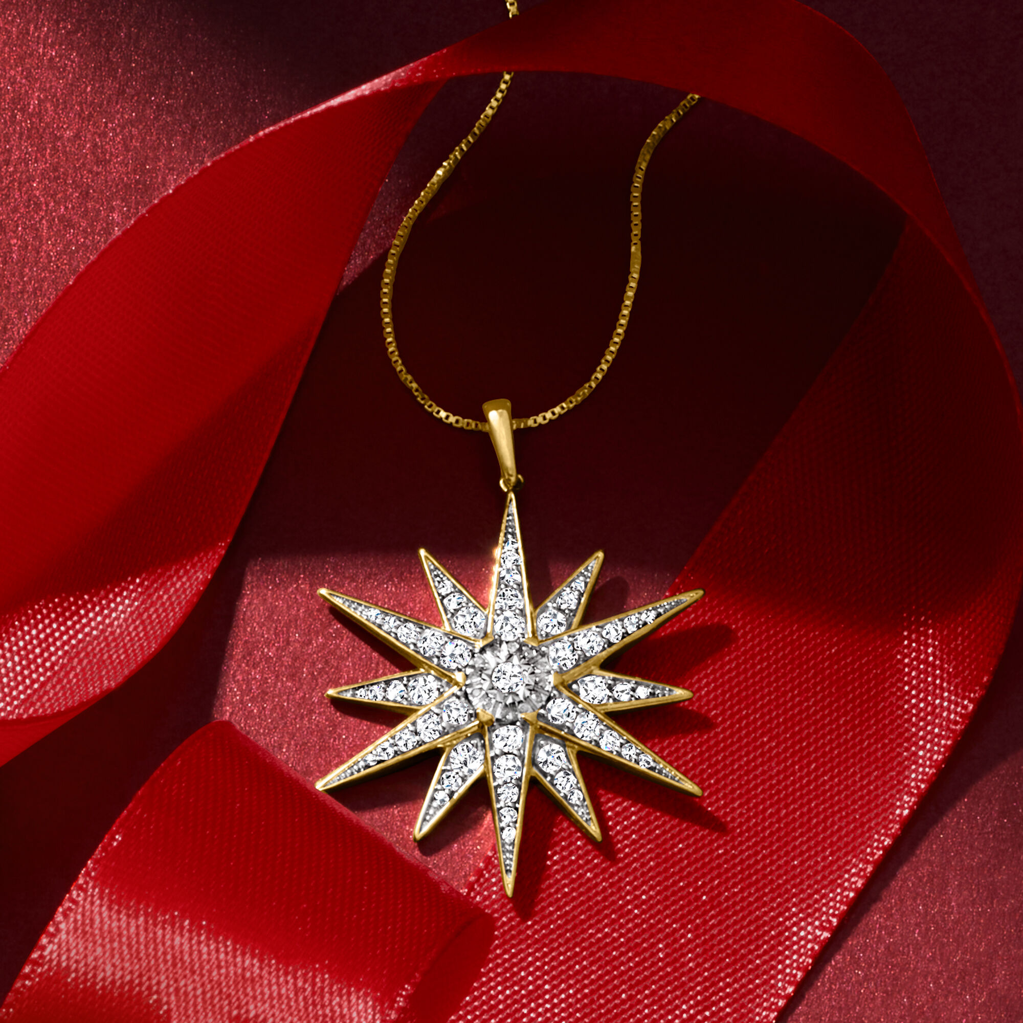 Diamond starburst pendant necklace sales