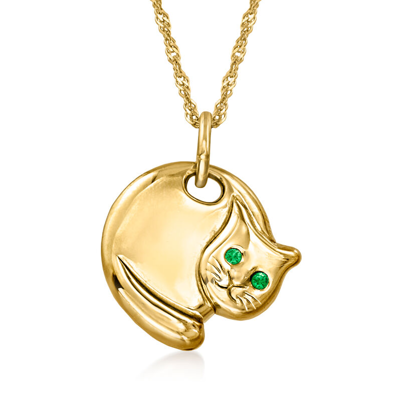Italian 18kt Gold Over Sterling Curled-Up Cat Pendant Necklace image number 1