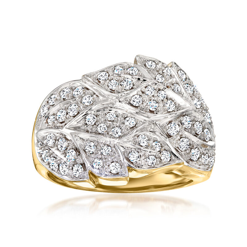 C. 1980 Vintage 1.00 ct. t.w. Diamond Leaf Ring in 14kt Two-Tone Gold. Size 7 image number 0