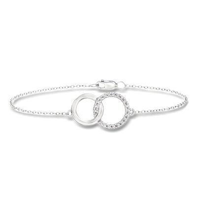 .10 ct. t.w. Pave Diamond Interlocking-Circle Bracelet in Sterling Silver