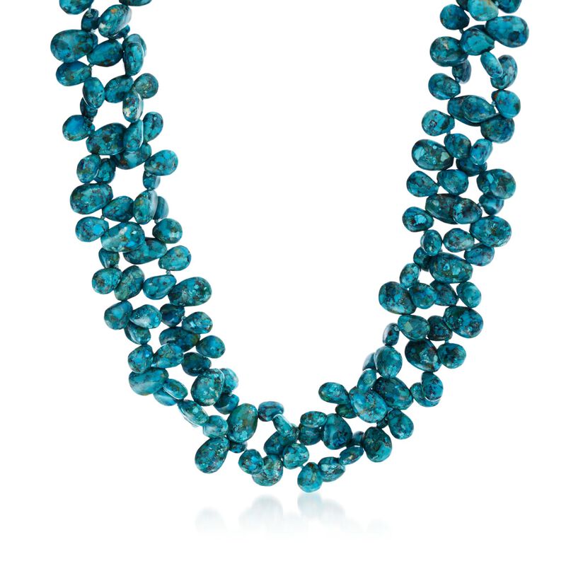 Turquoise Bead Statement Necklace with Sterling Silver image number 2
