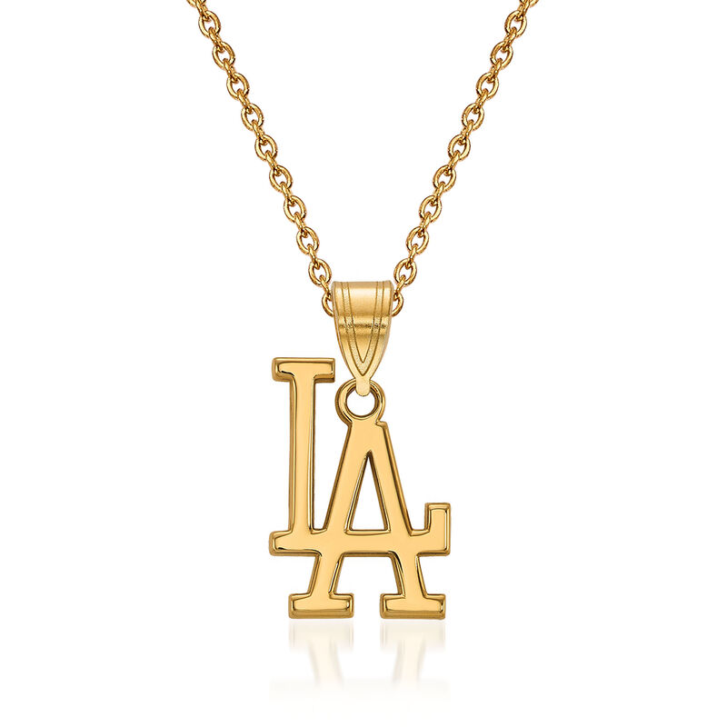 14kt Yellow Gold MLB Los Angeles Dodgers Pendant Necklace. 18&quot; image number 0