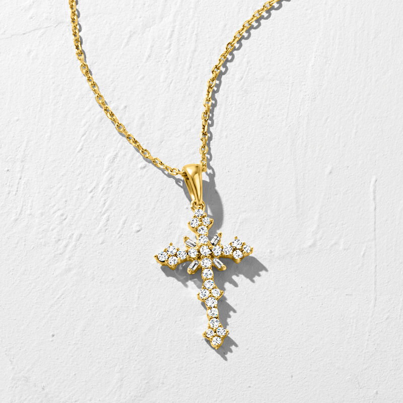 .25 ct. t.w. Diamond Cross Pendant Necklace in 18kt Gold Over Sterling image number 3
