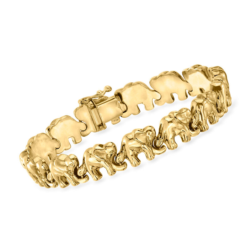 C. 2000 Vintage 14kt Yellow Gold Elephant-Link Bracelet image number 0