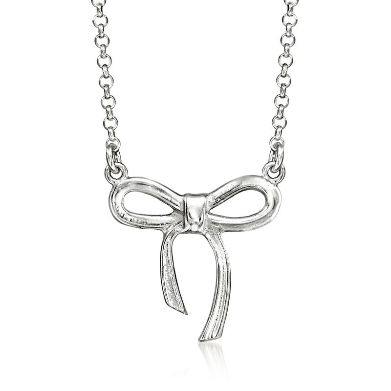 Italian Sterling Silver Bow Necklace image number 0