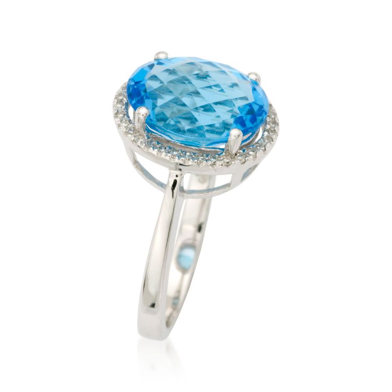 5.25 Carat Blue Topaz and .10 ct. t.w. Diamond Ring in 14kt White Gold image number 1