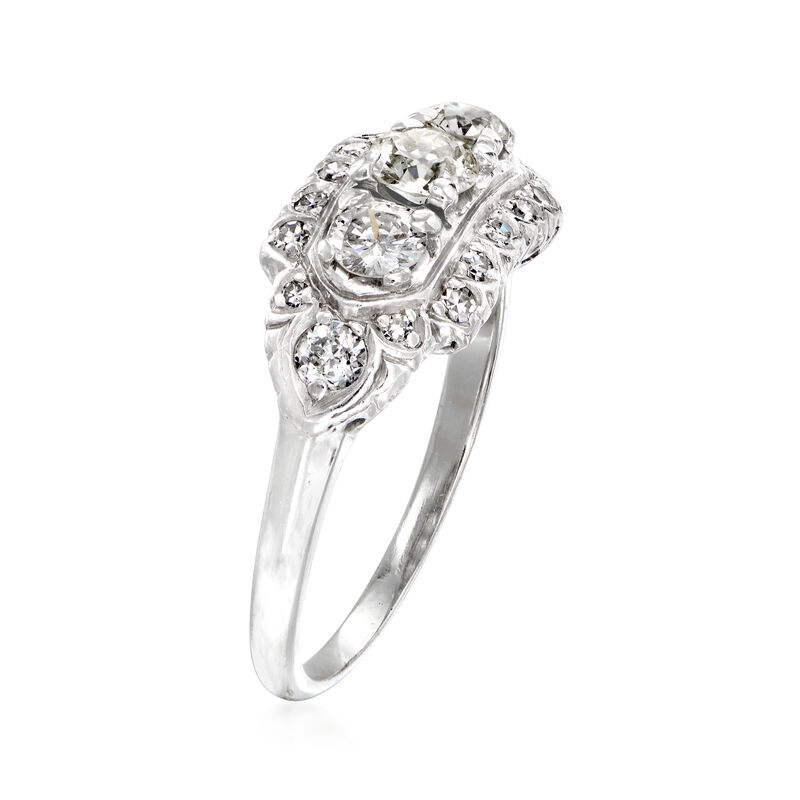 C. 1930 Vintage 1.00 ct. t.w. Diamond Ring in 14kt White Gold image number 2