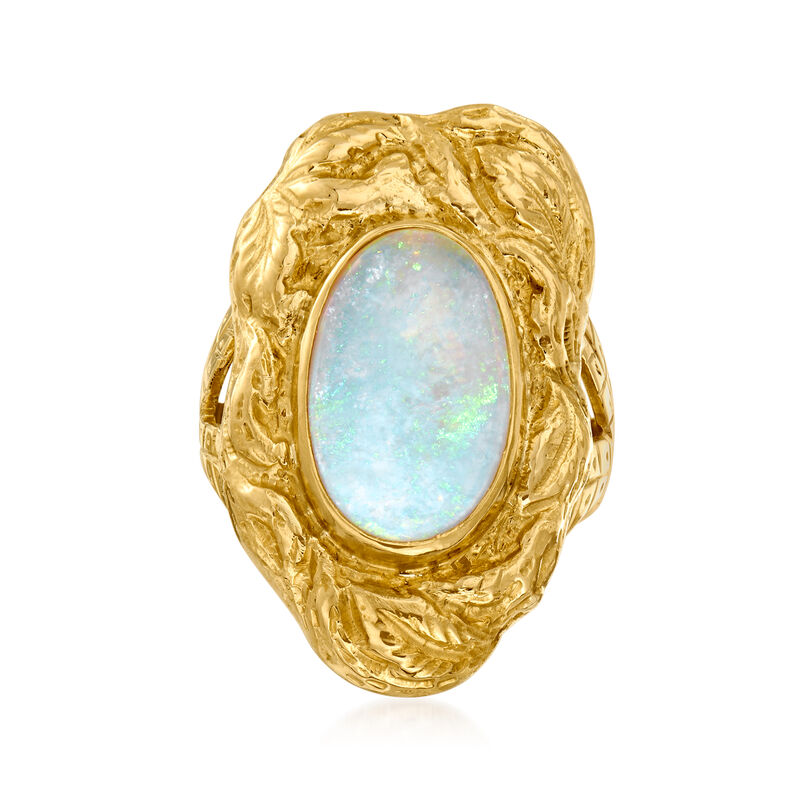 C. 1970 Vintage Opal Ring in 14kt Yellow Gold. Size 6.5 image number 0