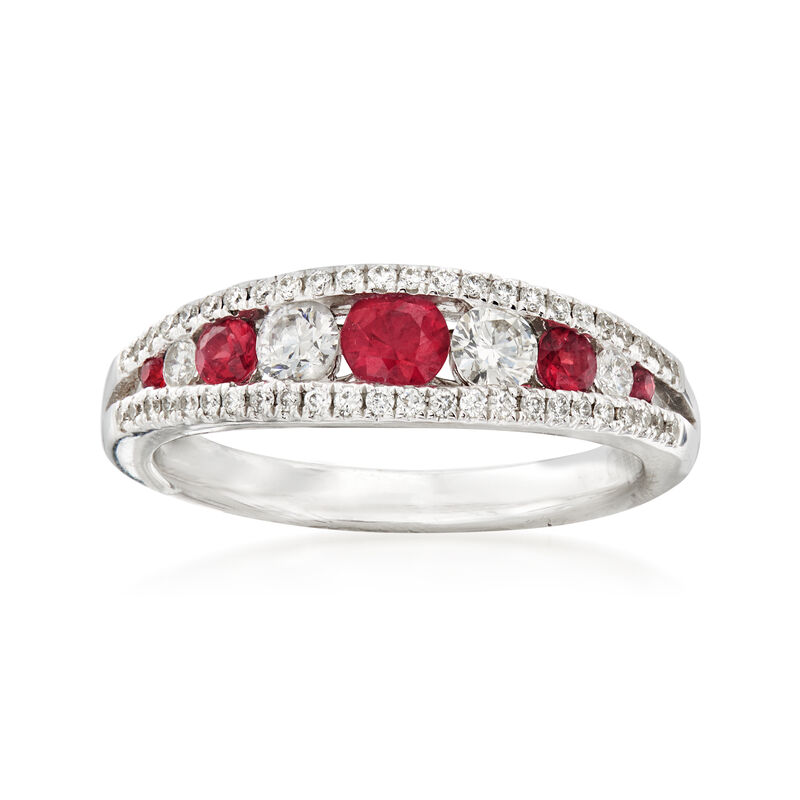 Gregg Ruth .40 ct. t.w. Ruby and .45 ct. t.w. Diamond Ring in 18kt White Gold image number 0