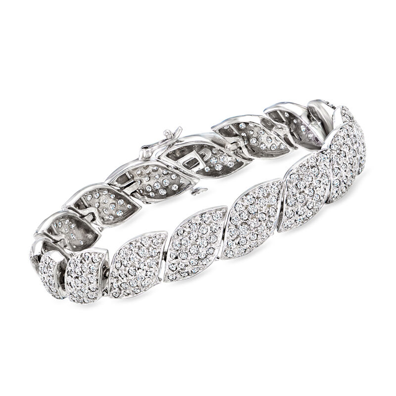 C. 1990 Vintage 5.50 ct. t.w. Diamond Curved-Link Bracelet in 14kt White Gold. 7" image number 0