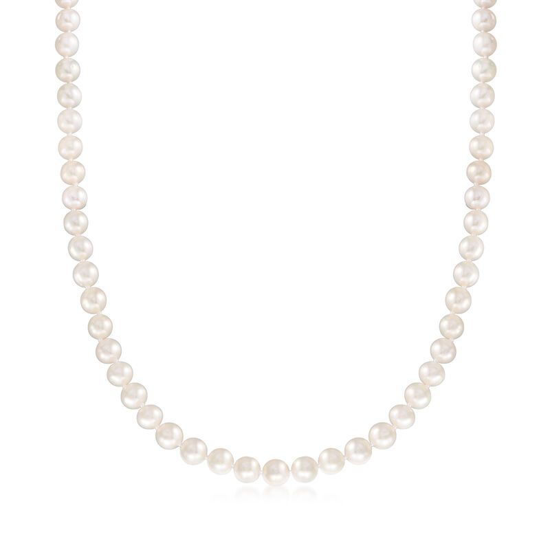 7-8mm Cultured Pearl Necklace with 14kt White Gold image number 0