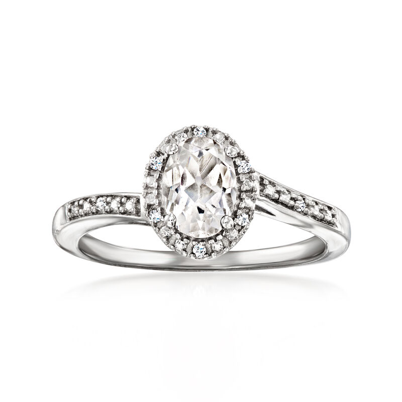 1.00 Carat White Topaz Ring with Diamonds in Sterling Silver image number 0