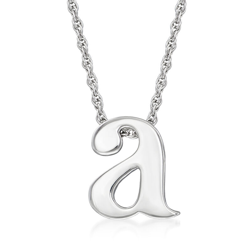 "A"- Sterling Silver Lowercase Initial Necklace. 18" image number 0