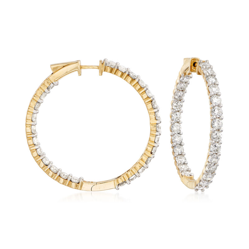 10.00 ct. t.w. Diamond Inside-Outside Hoop Earrings in 14kt Yellow Gold image number 0
