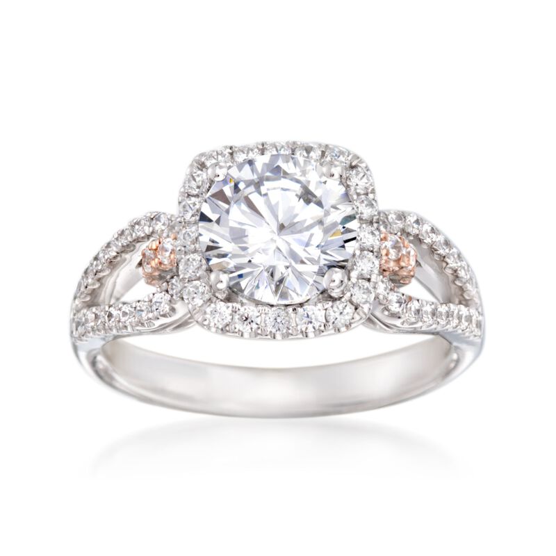 Simon G. .47 ct. t.w. Pink and White Diamond Engagement Ring Setting in 18kt Two-Tone Gold image number 0
