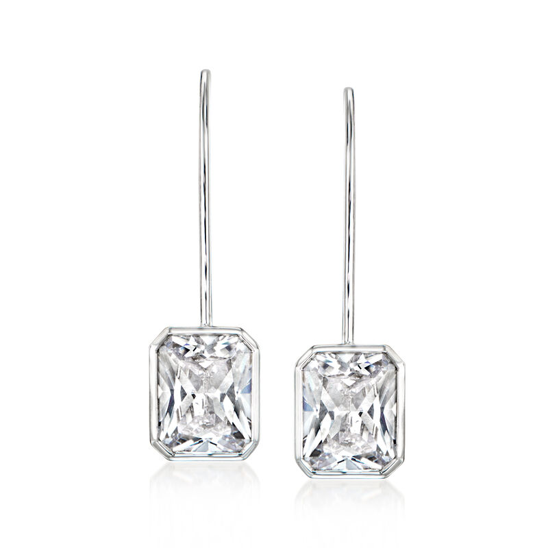8.50 ct. t.w. Radiant-Cut CZ Drop Earrings in Sterling Silver  image number 0