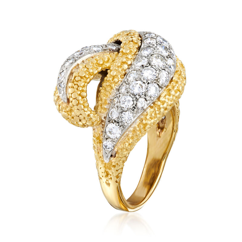 C. 1990 Vintage 1.75 ct. t.w. Diamond Crossover Ring in 18kt Yellow Gold image number 2