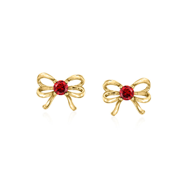 .30 ct. t.w. Garnet Bow Earrings in 10kt Yellow Gold  image number 0