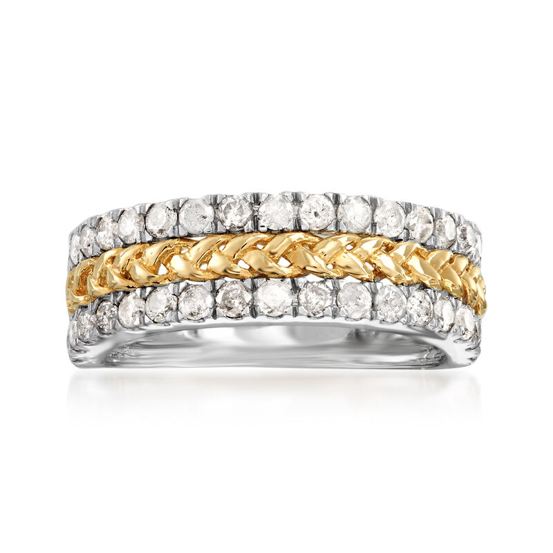 1.00 ct. t.w. Diamond Braided Ring in Sterling Silver and 14kt Yellow Gold   image number 0