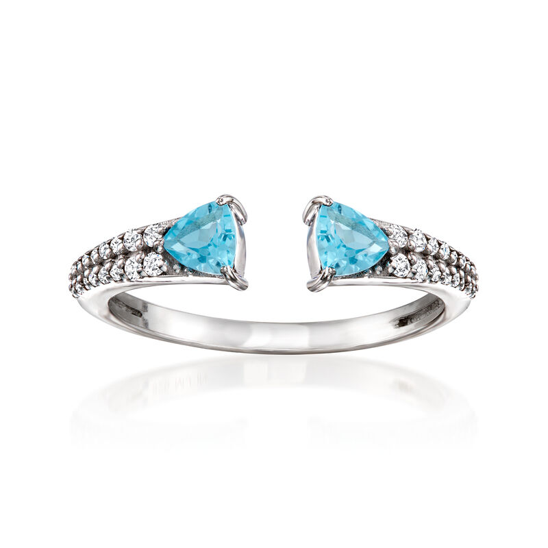 .80 Carat Amethyst, .50 ct. t.w. Swiss Blue Topaz and .50 ct. t.w. White Topaz Jewelry Set: Ring and Ring Guard in Sterling Silver image number 6