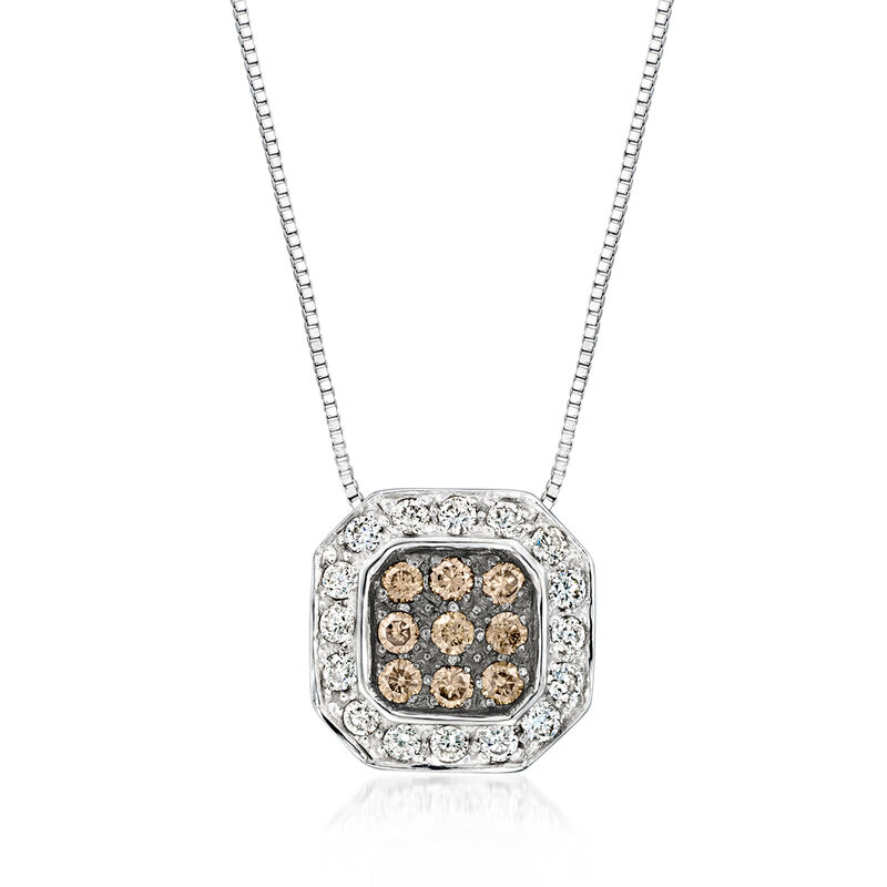Le Vian "Chocolatier" .43 ct. t.w. Chocolate and Vanilla Diamond Pendant Necklace in 14kt Vanilla Gold. 18" image number 1