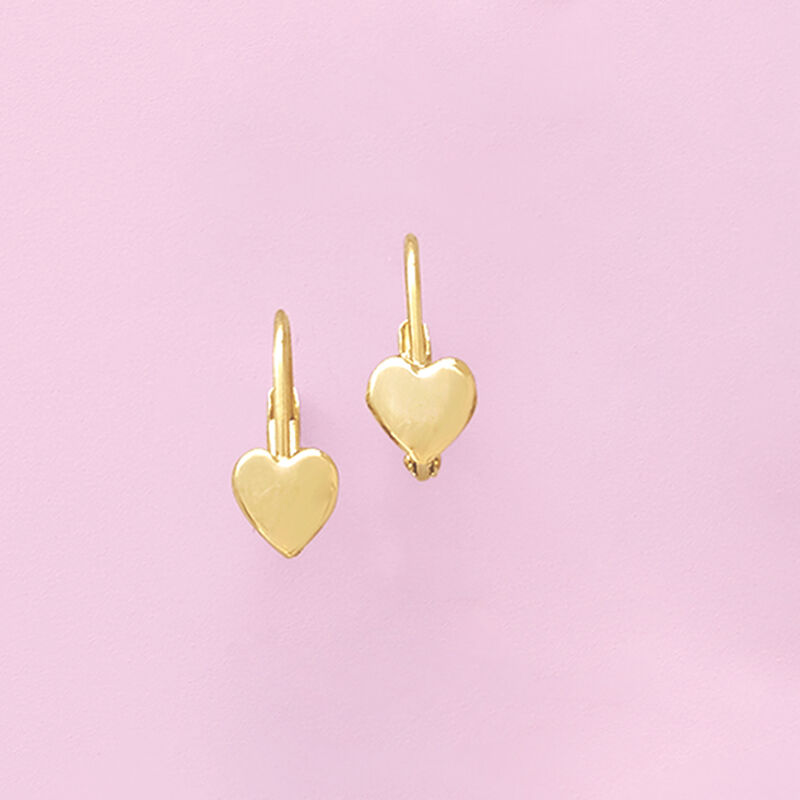 Child's 14kt Yellow Gold Heart Drop Earrings image number 2