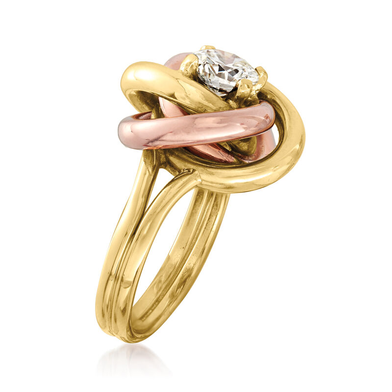 C. 1980 Vintage .91 Carat Diamond Knot Ring in 14kt Two-Tone Gold image number 2