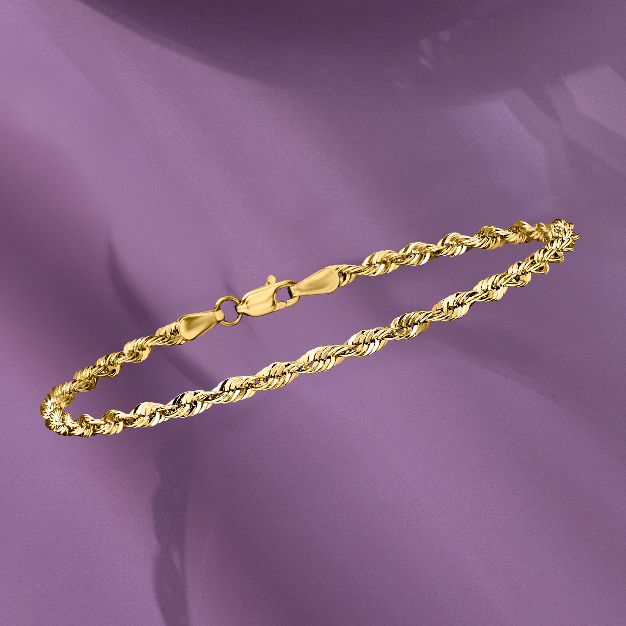2.6mm 14kt Yellow Gold Rope-Chain Bracelet 2.6mm 14kt Yellow Gold Rope-Chain Bracelet