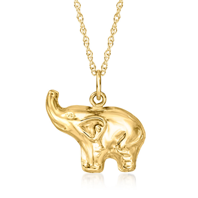 14kt Yellow Gold Elephant Pendant Necklace image number 0