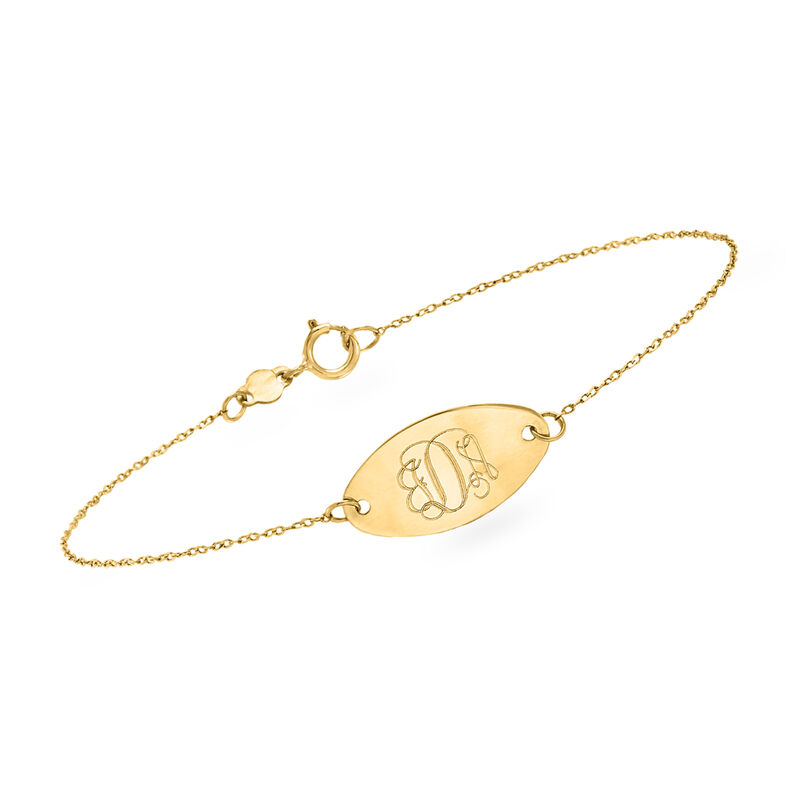 Italian 14kt Yellow Gold Personalized Oval Disc Bracelet image number 0